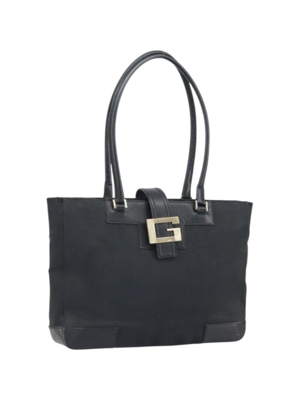 GUCCI Tote Bag Canvas Black Gold 002 1109